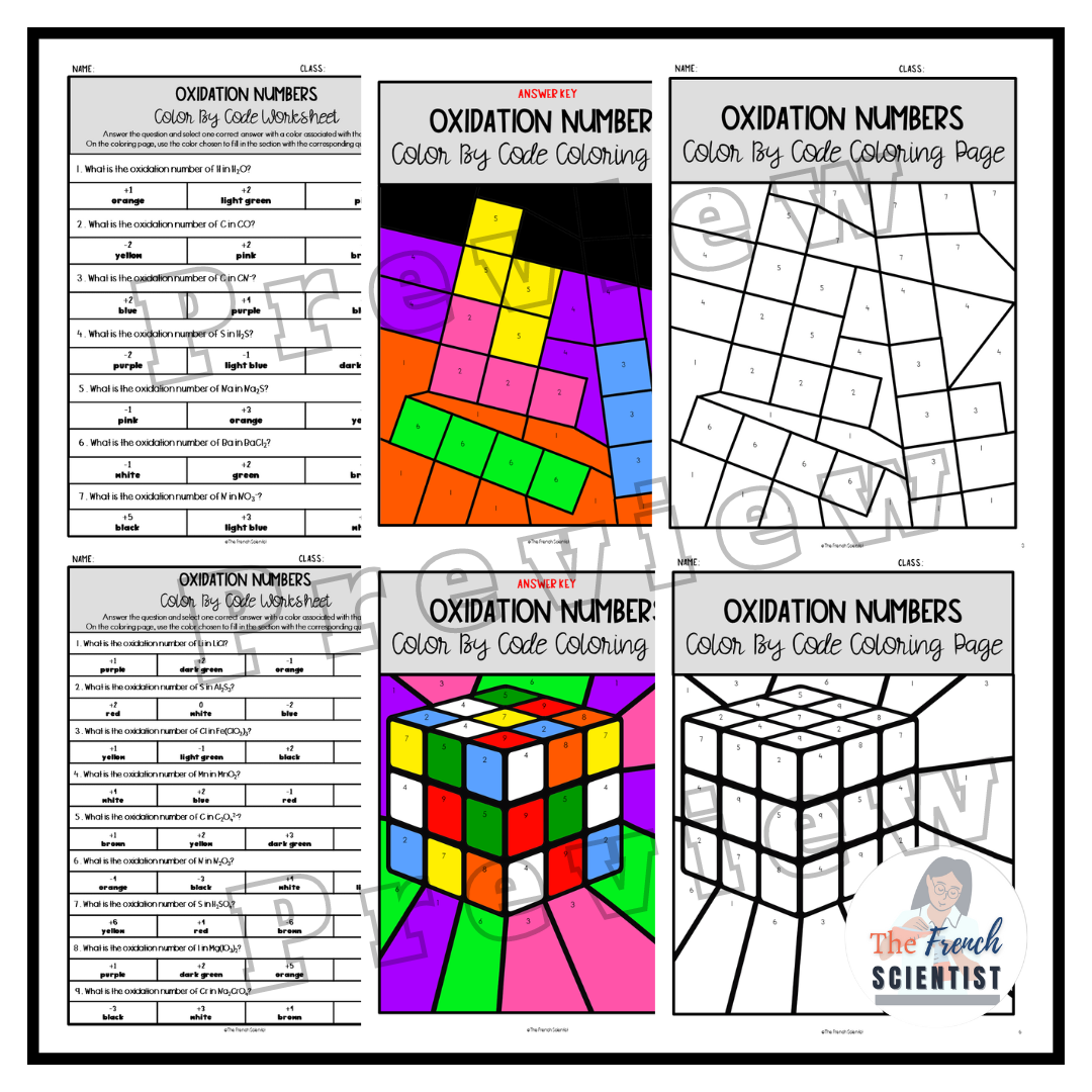 CHEMISTRY REDOX Assigning Oxidation Numbers Color By Code Review Activity Made By Teachers CHEMISTRY REDOX Assigning Oxidation Numbers Color By Code Review Activity Made By Teachers