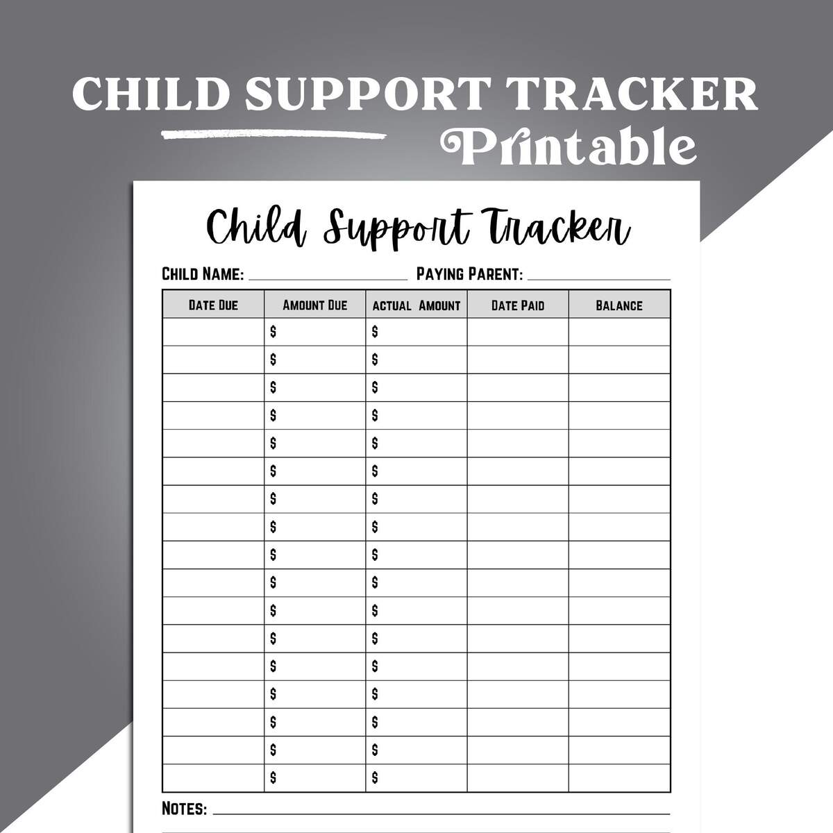 Child Support Tracker Printable Child Support Payment Tracker Co parenting Tool For Tracking Payments And Expenses Family Support Log Etsy