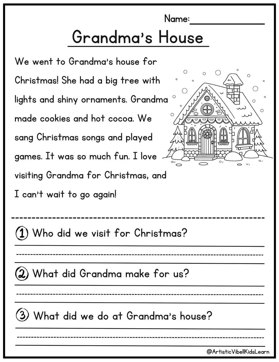 Christmas Reading Comprehension Printable Kindergarten First Grade Worksheets Instant Download Fluency Worksheet English Learing Etsy Christmas Reading Comprehension Printable Kindergarten First Grade Worksheets Instant Download Fluency Worksheet English Learing Etsy