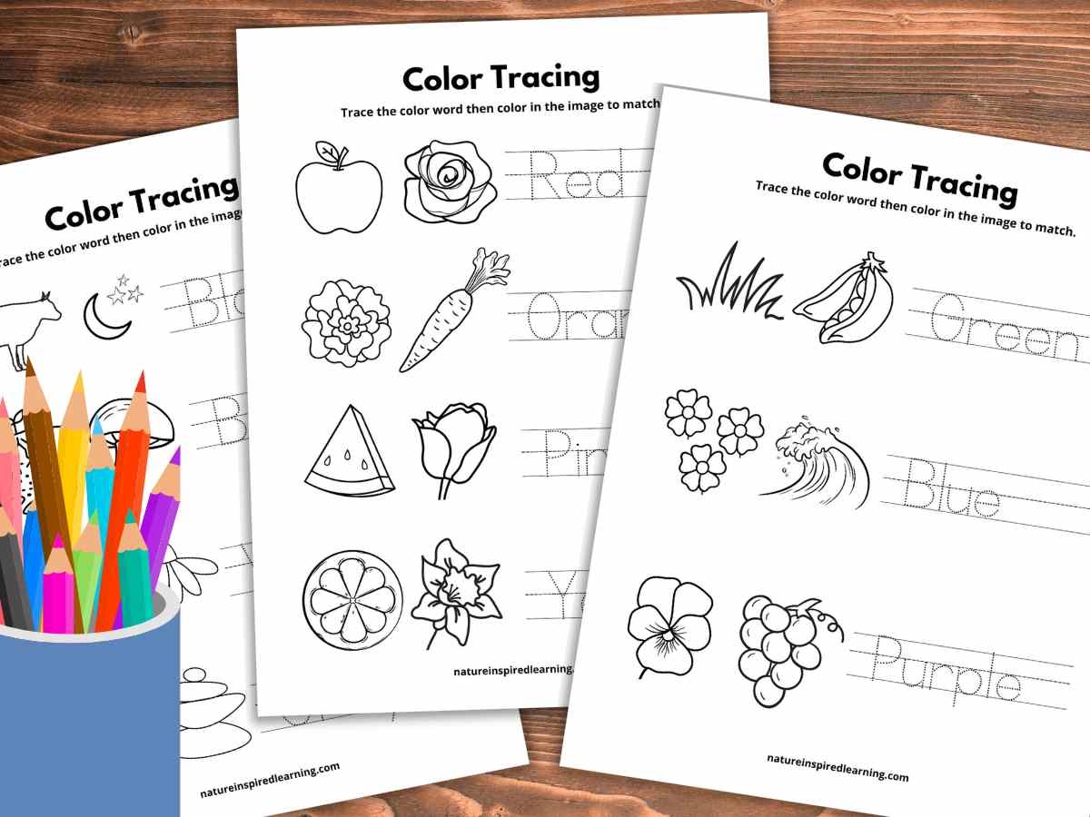 Color Tracing Worksheets Nature Inspired Learning Color Tracing Worksheets Nature Inspired Learning