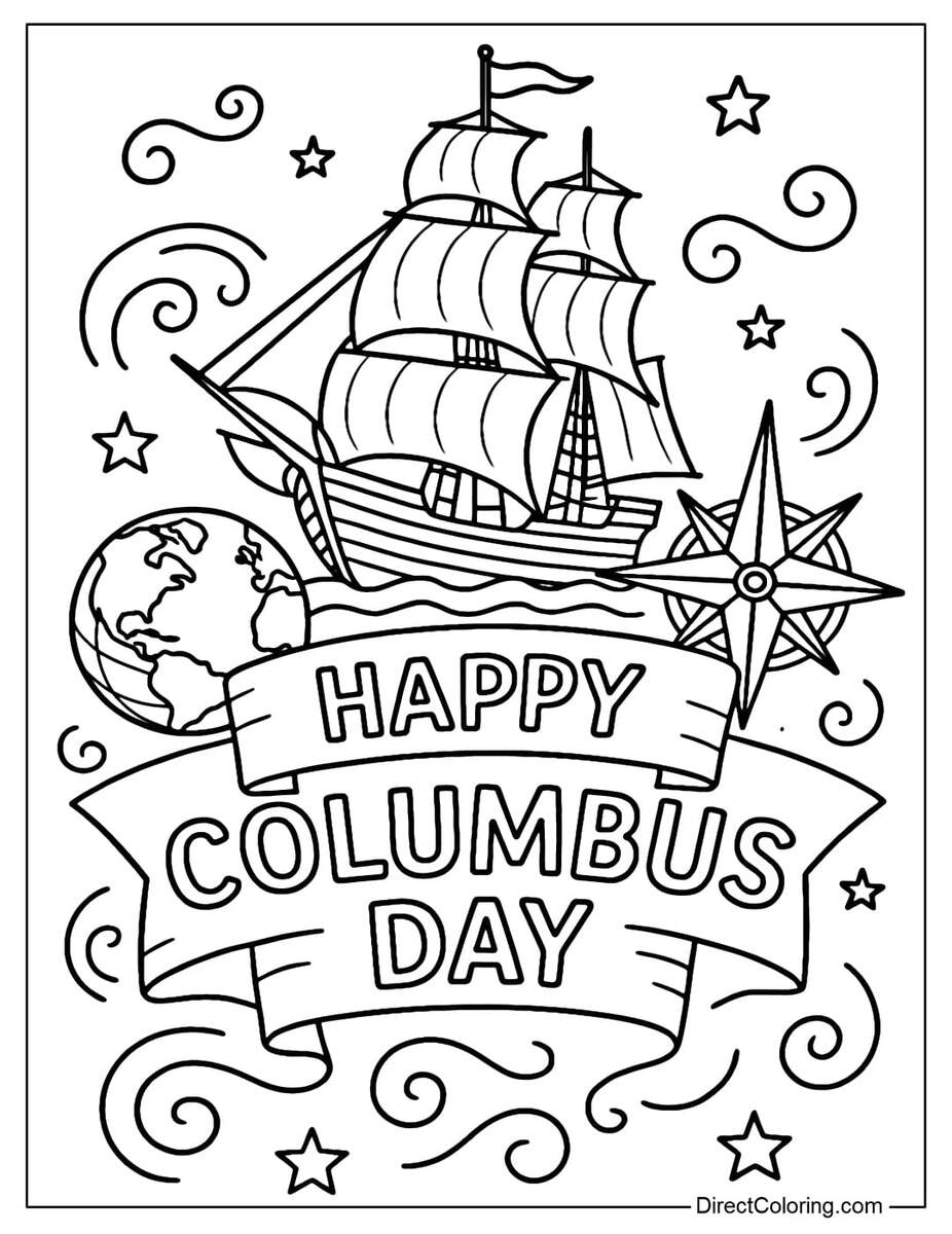 Columbus Day Coloring Pages Free PDF To Download And Print