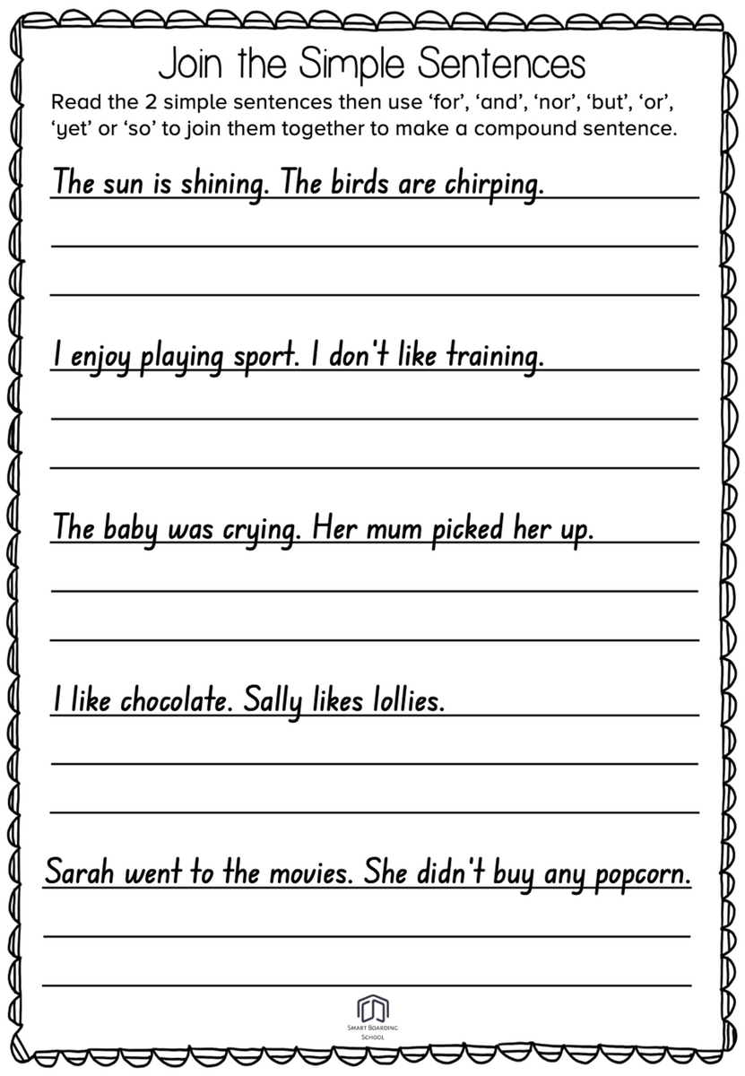 Compound Sentence Worksheet Compound Sentence Worksheet