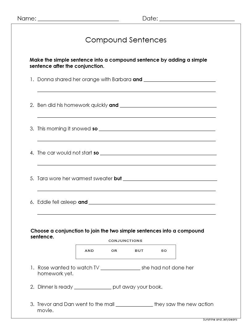 Compound Sentences And Conjunctions Grades 1 2 4 Worksheets CCSS Made By Teachers Compound Sentences And Conjunctions Grades 1 2 4 Worksheets CCSS Made By Teachers