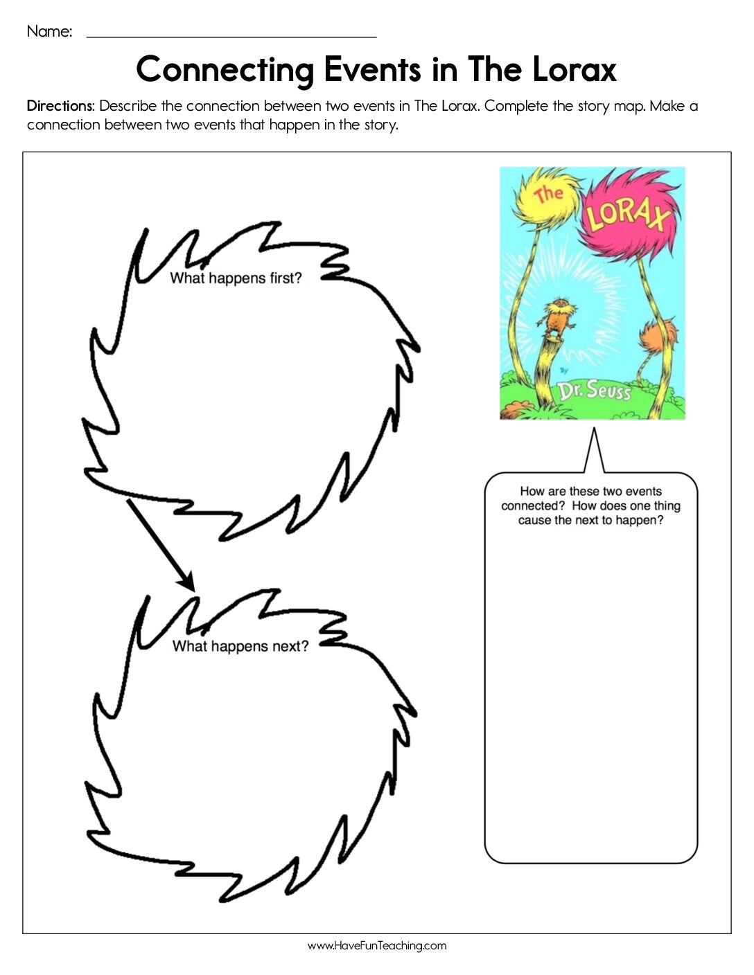 Connecting Events In The Lorax Worksheet Have Fun Teaching