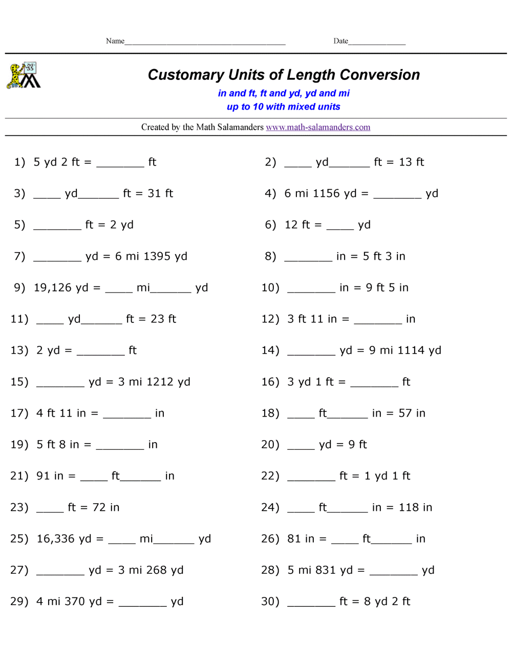 Measurement Math Worksheets Pdf Printable Math Champions