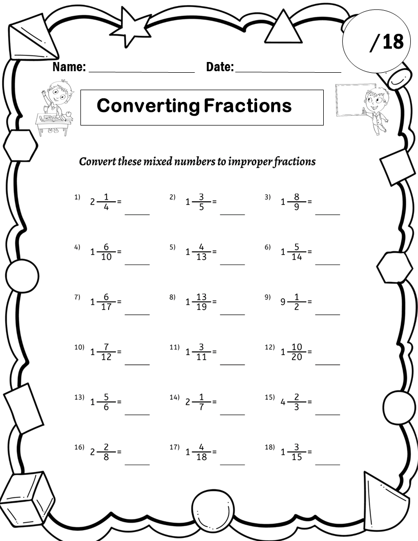 Converting Fractions Mixed Numbers Fractions To Improper Worksheets Made By Teachers Converting Fractions Mixed Numbers Fractions To Improper Worksheets Made By Teachers