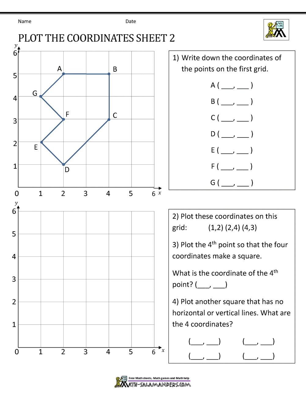 Coordinate Worksheets Coordinate Worksheets