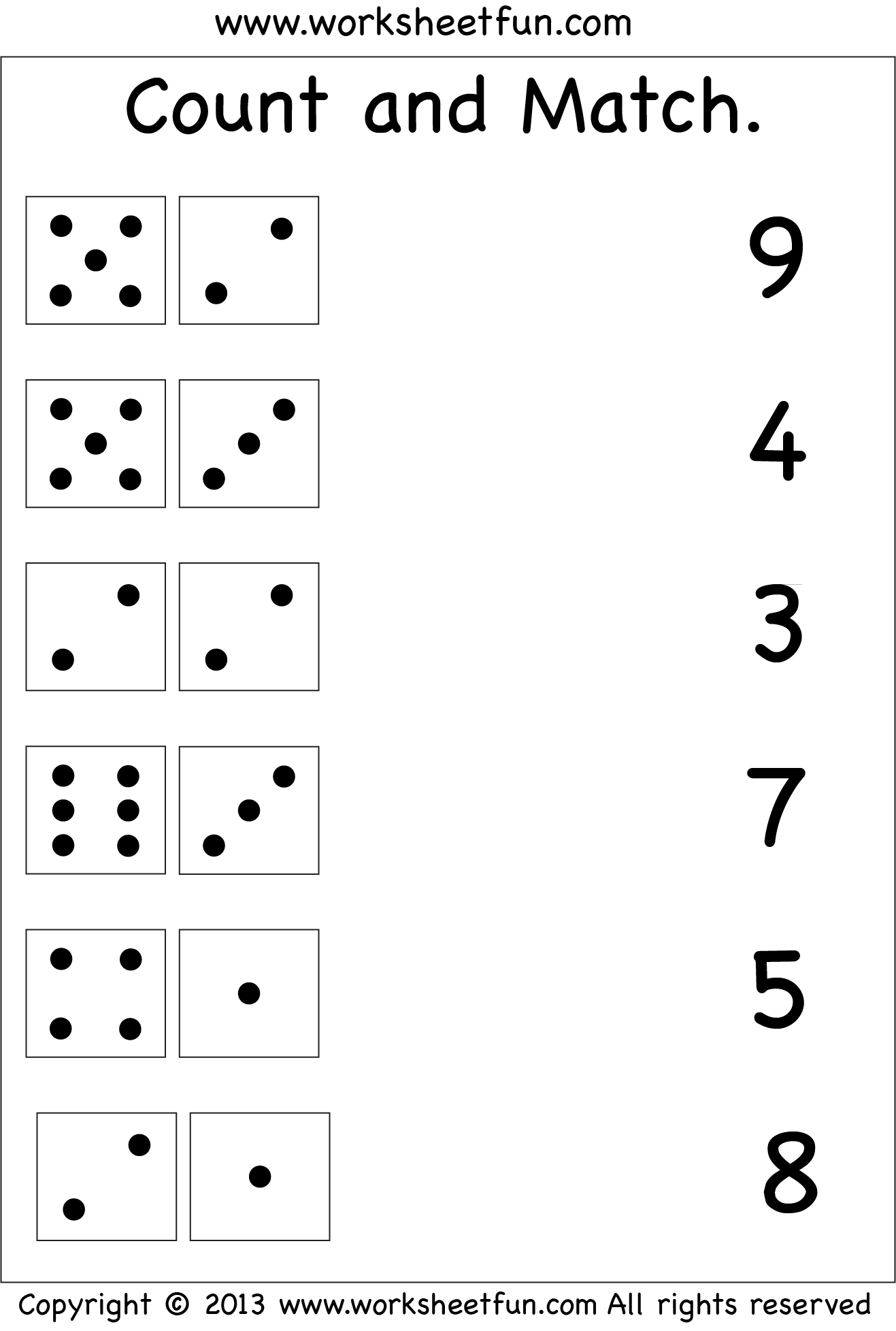 Count And Match Two Worksheets FREE Printable Worksheets Worksheetfun Number Matching Counting And Number Writing Worksheets
