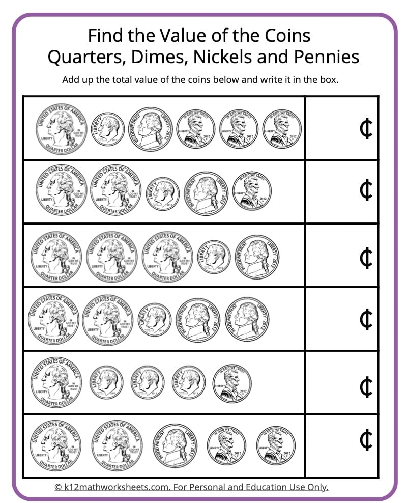 Money Worksheets For 2nd Grade