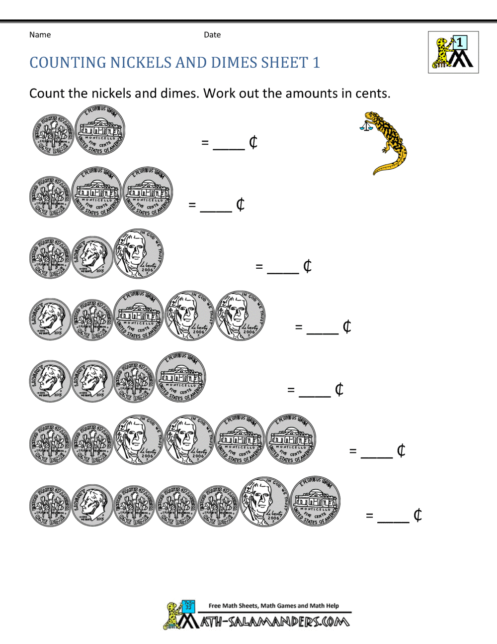 Counting Money Worksheets 1st Grade