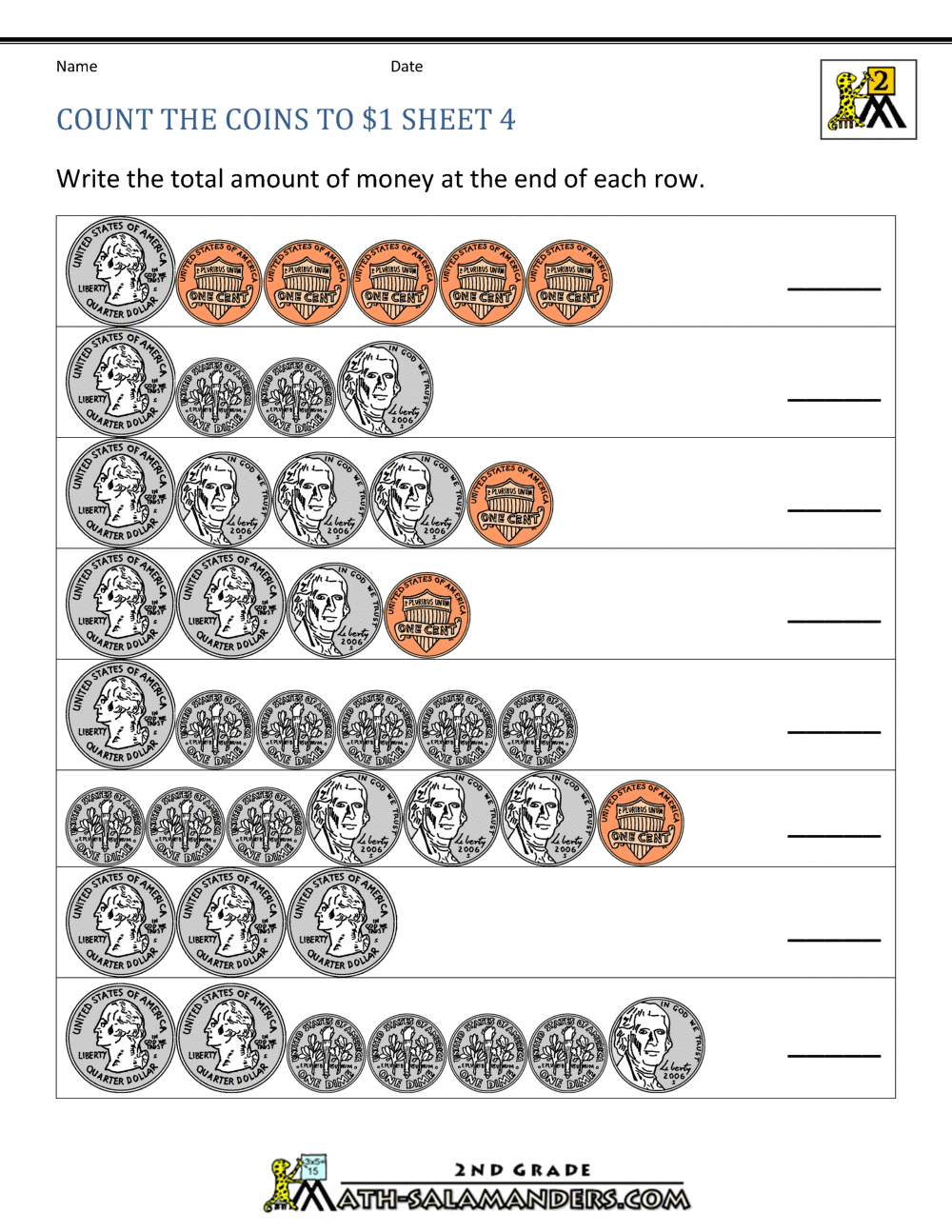 Counting Money Worksheets Up To 1 Free Math Money Worksheets 1st Grade