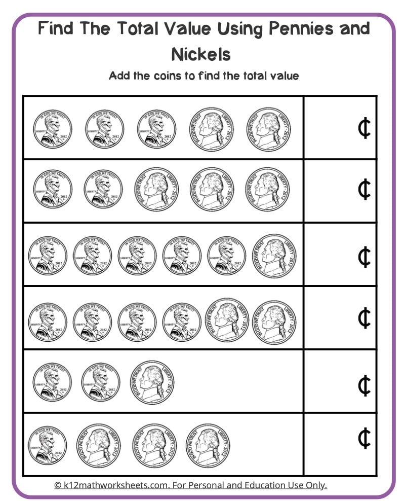 Money Worksheets For 1st Grade