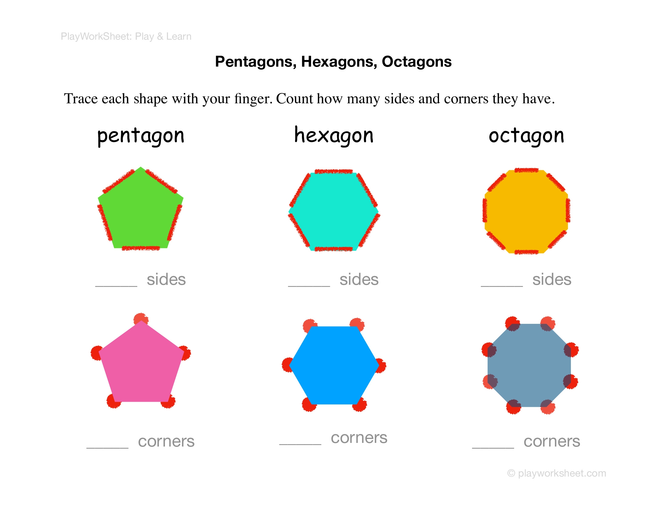 Shapes Polygons Pentagon Hexagon Heptagon Octagon Nonagon Decagon 11 Worksheets FREE Printable Worksheets Worksheetfun