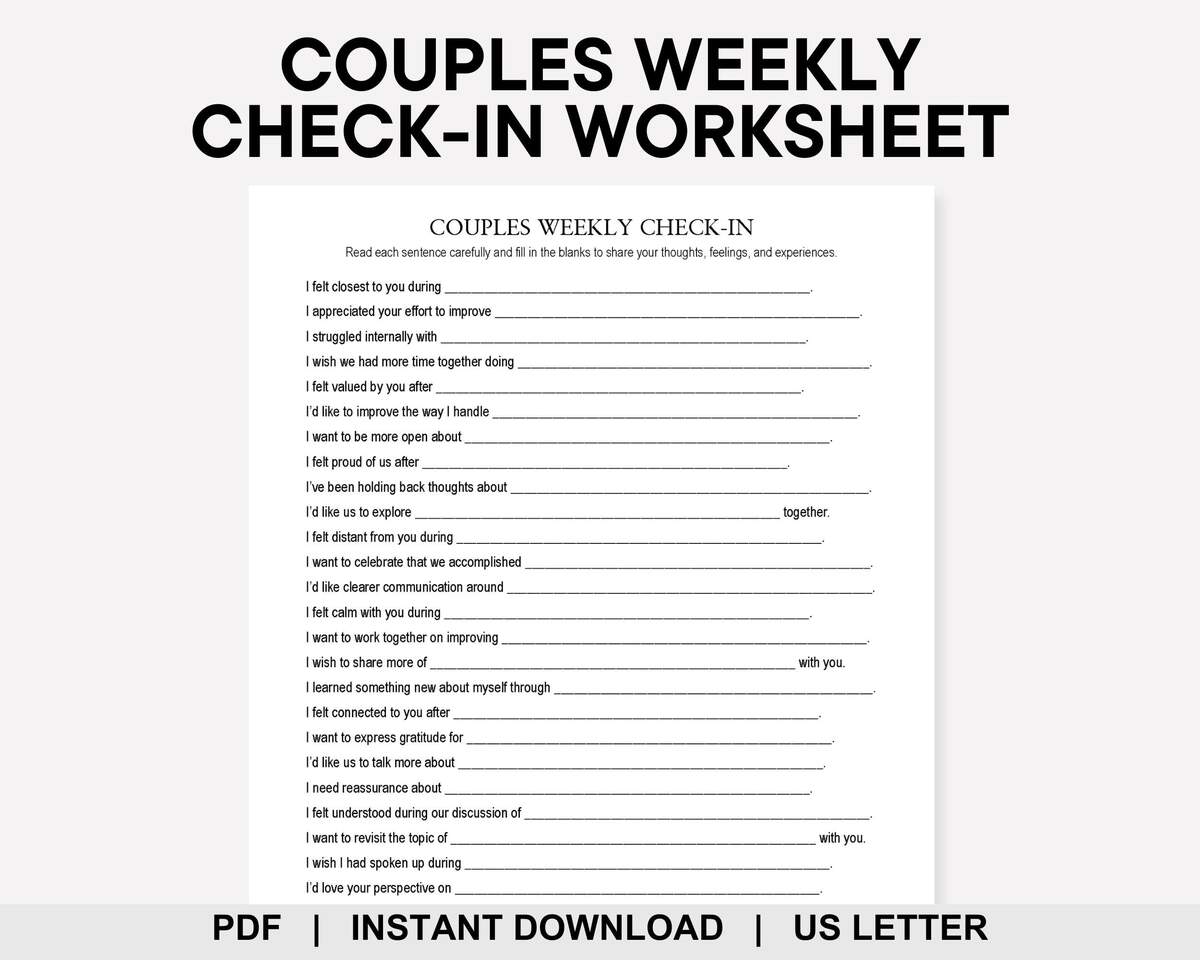 Couple Check In Worksheets Etsy Relationship Worksheets