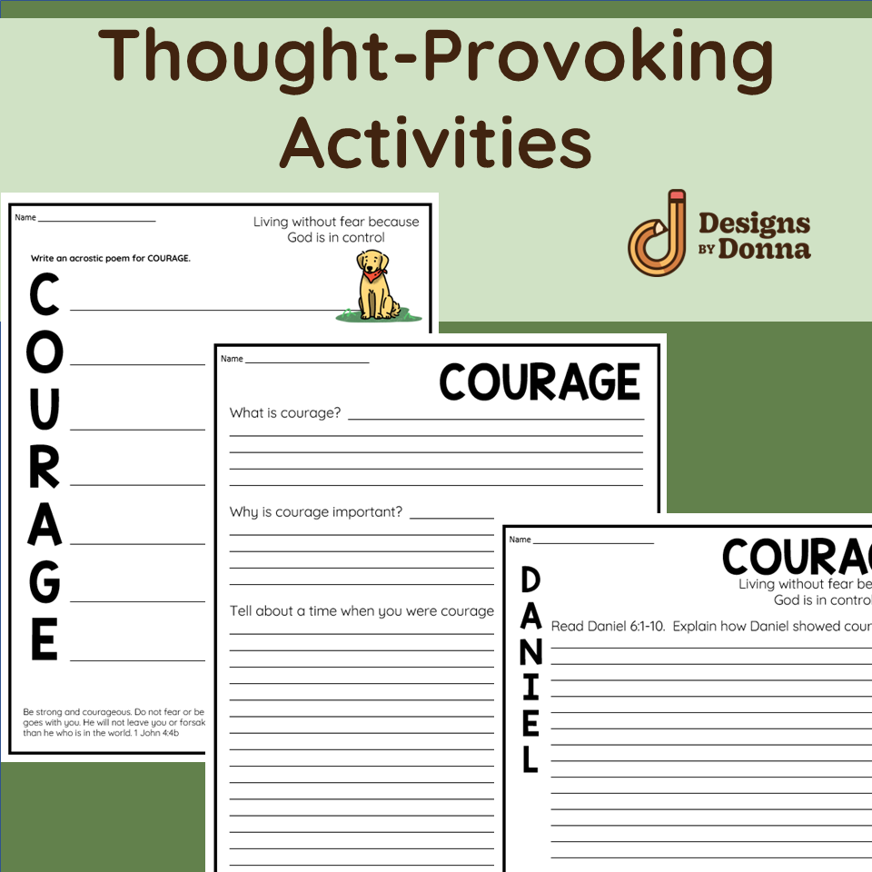 Courage Christian Character Trait Packet No Prep Classful