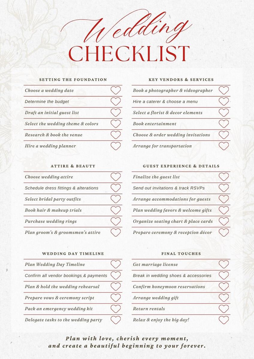 Customize 164 Wedding Checklists Templates Online Canva Free Printable Wedding Planner Printable Party Favors