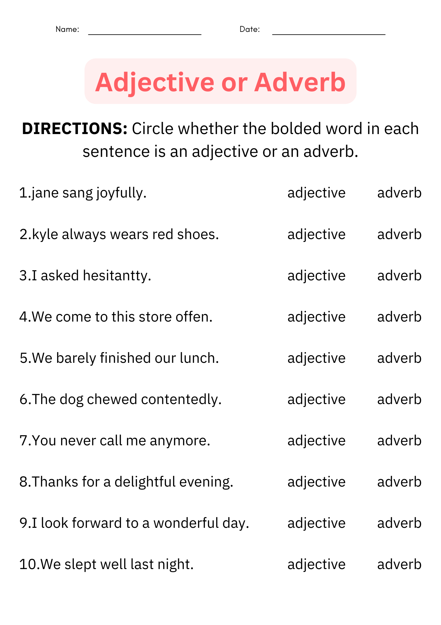 Class 5 English Grammar Verbs Worksheet PDF Free Practice Answers