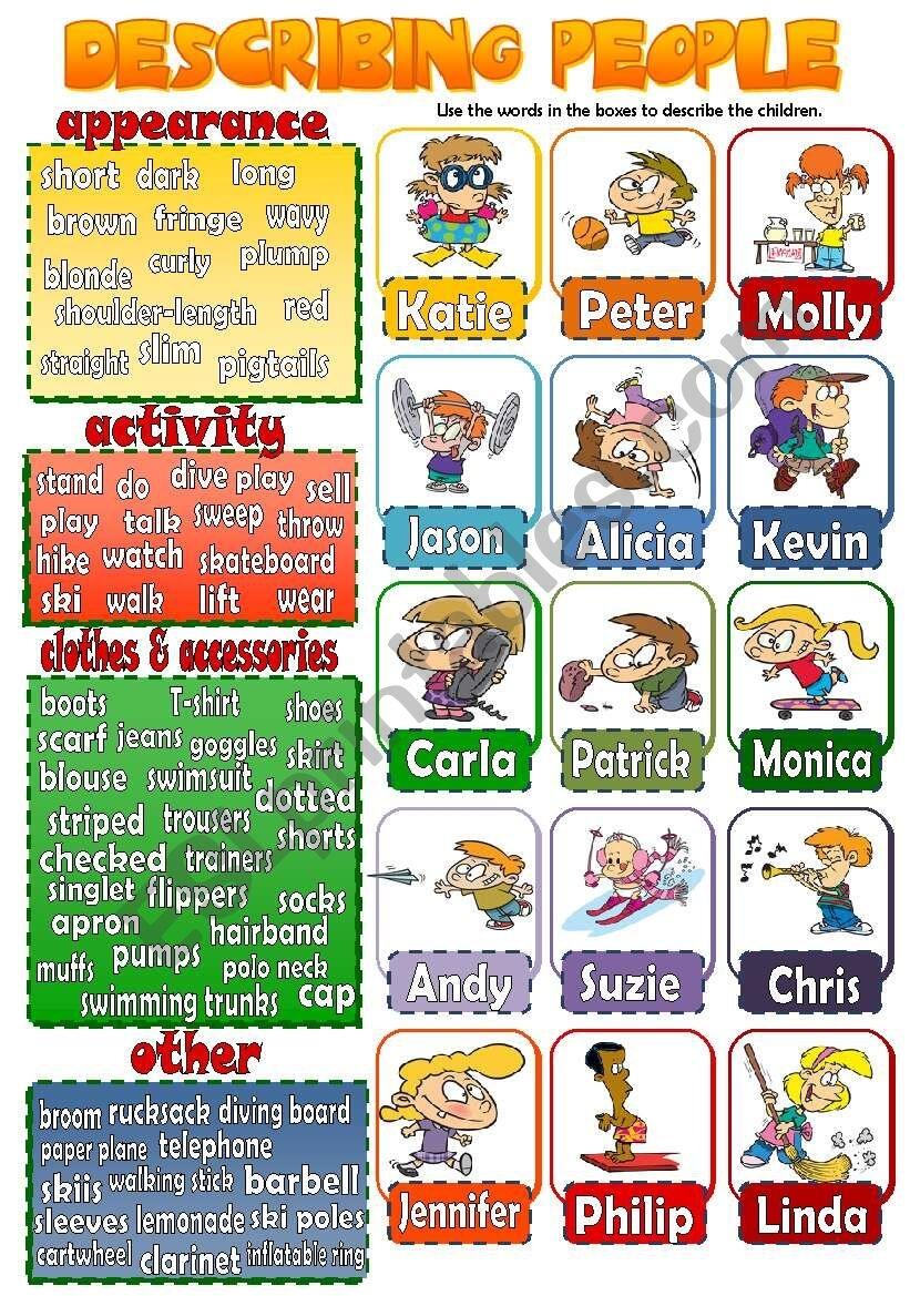 DESCRIBING PEOPLE 3 Children Speaking Activity ESL Worksheet By Mada 1 DESCRIBING PEOPLE 3 Children Speaking Activity ESL Worksheet By Mada 1