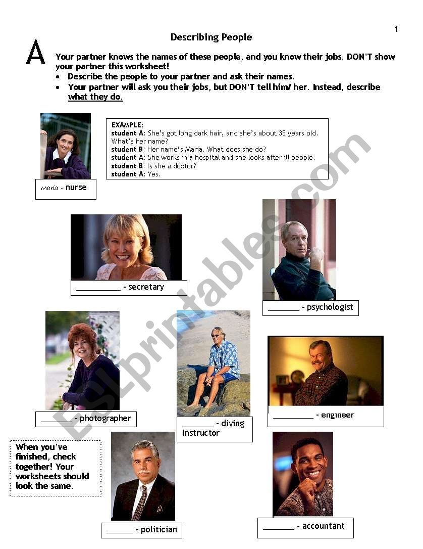 Describing People And Their Job ESL Worksheet By Evelyn Bauwen Describing People And Their Job ESL Worksheet By Evelyn Bauwen