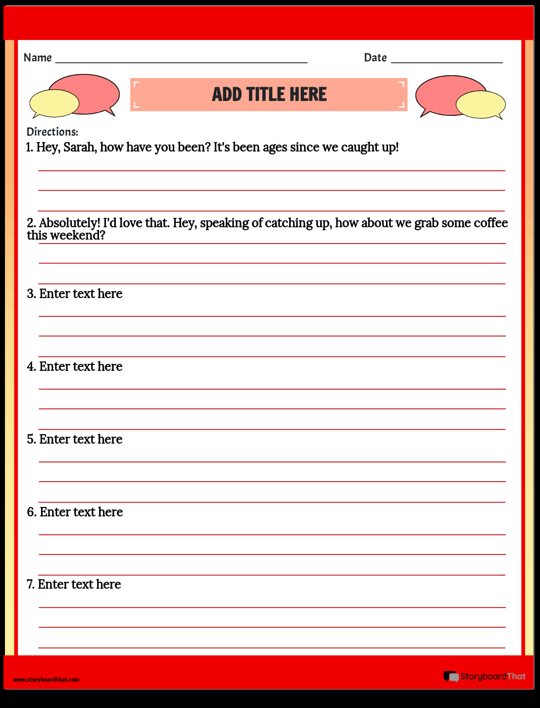Dialogue Worksheets Storyboard That For Better Communication Free Grammar Practice Sheet Quotation Marks Said Asked Words Homeschool Den