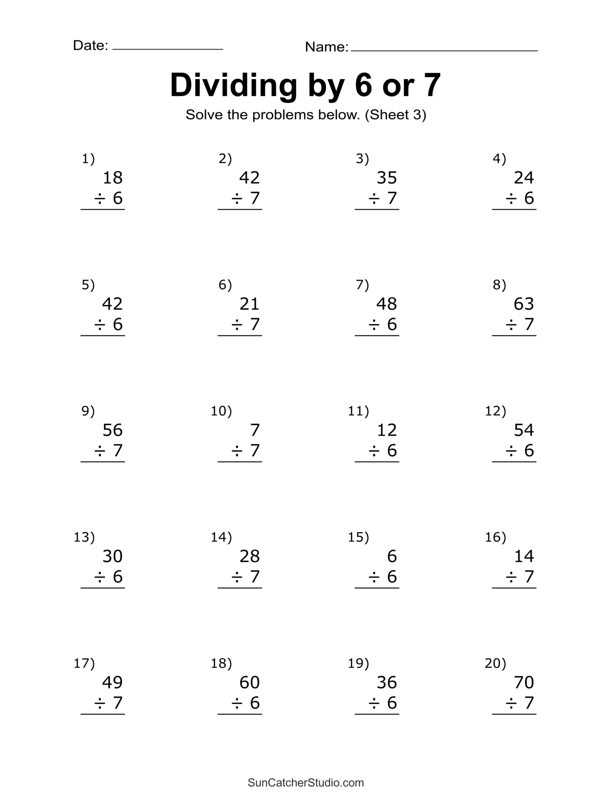 Worksheets For Division With Remainders