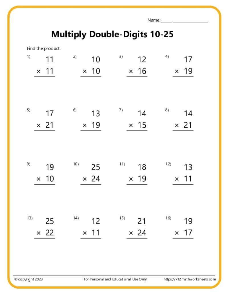 Double Digit Multiplication Worksheets Multiplying With 2 Digit Numbers Printable Multiplication Worksheets