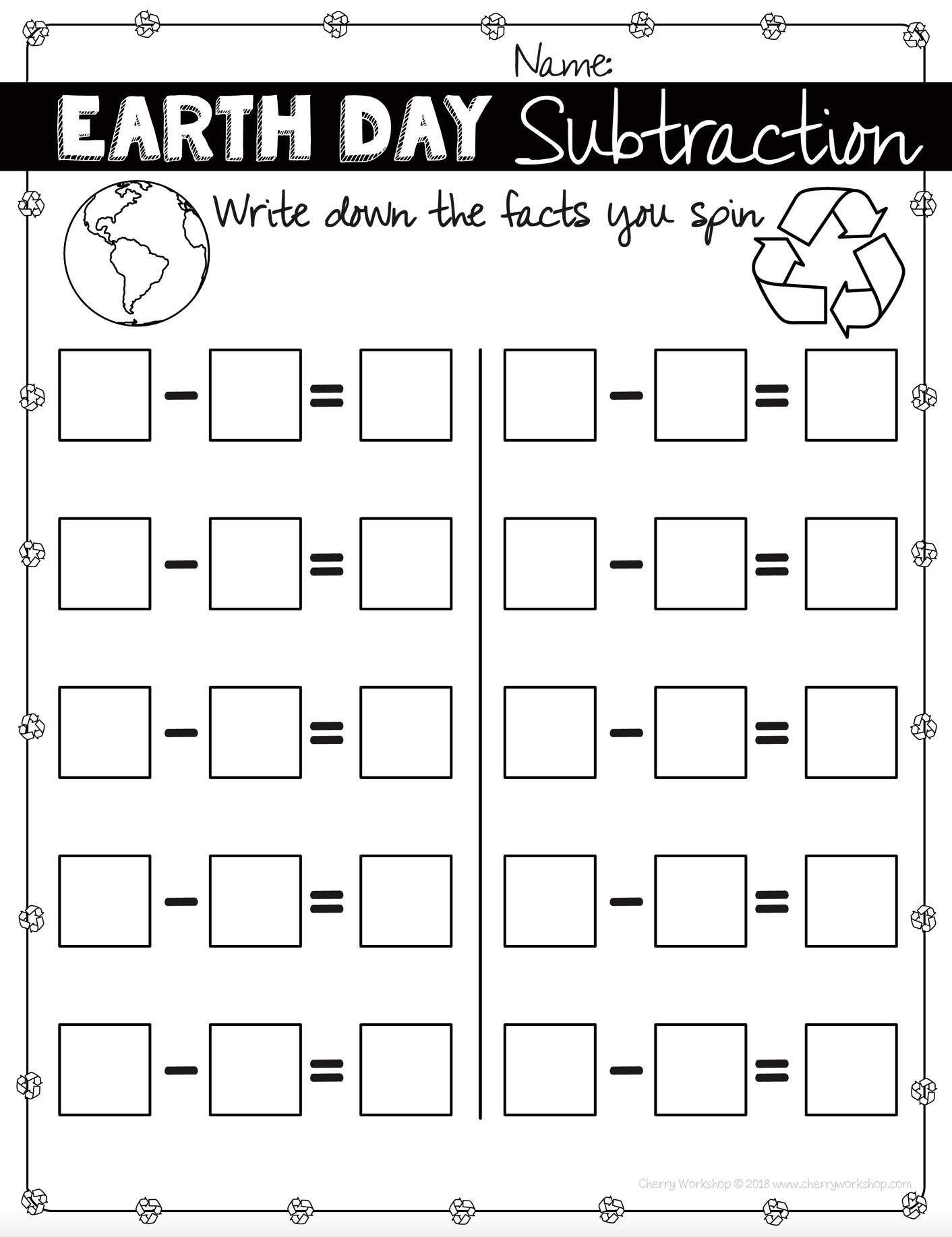 Earth Day Addition Subtraction 1 10 By Teach Simple Earth Day Addition Subtraction 1 10 By Teach Simple