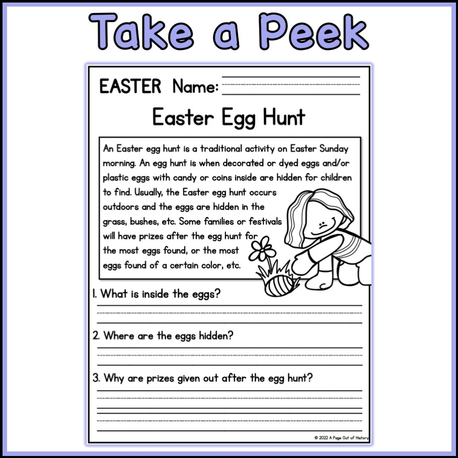 Easter Holidays Reading Comprehension Passages K 2 Made By Teachers Easter Holidays Reading Comprehension Passages K 2 Made By Teachers