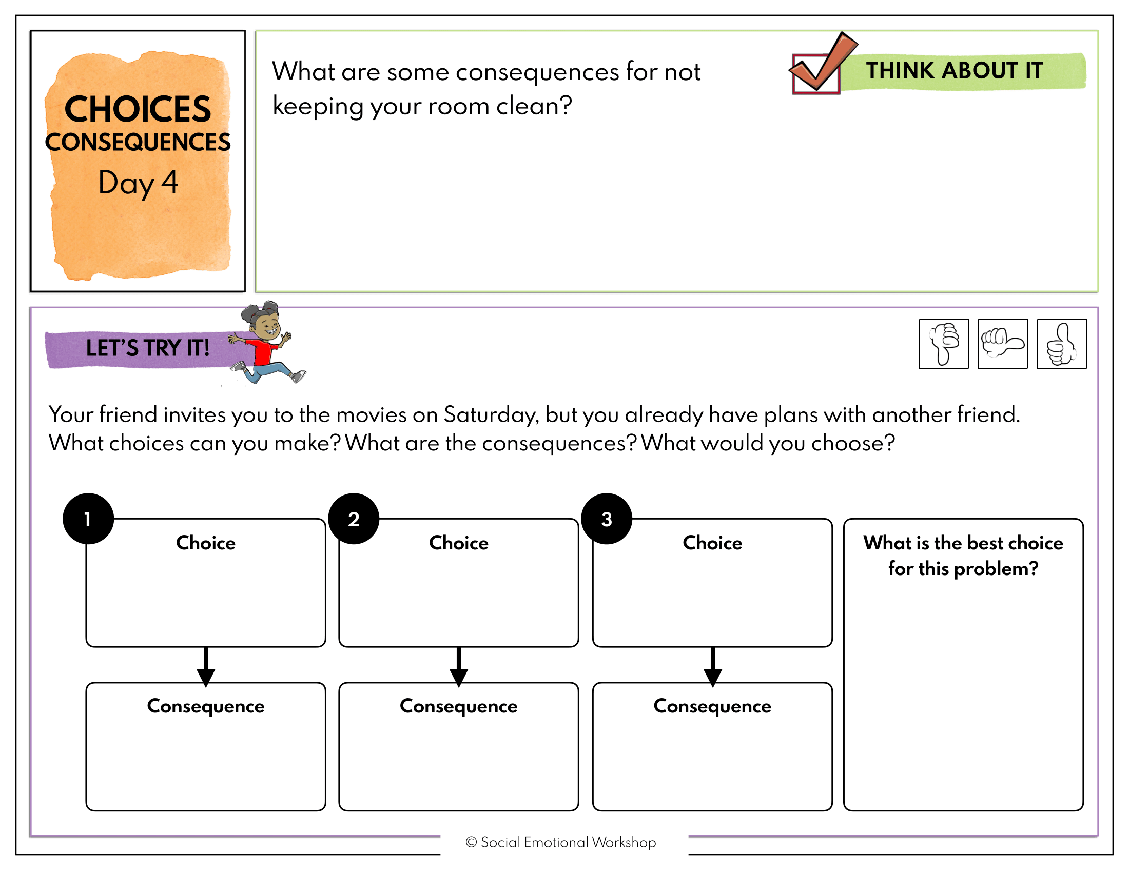 Easy Activities To Teach Choices And Consequences Social Emotional Workshop