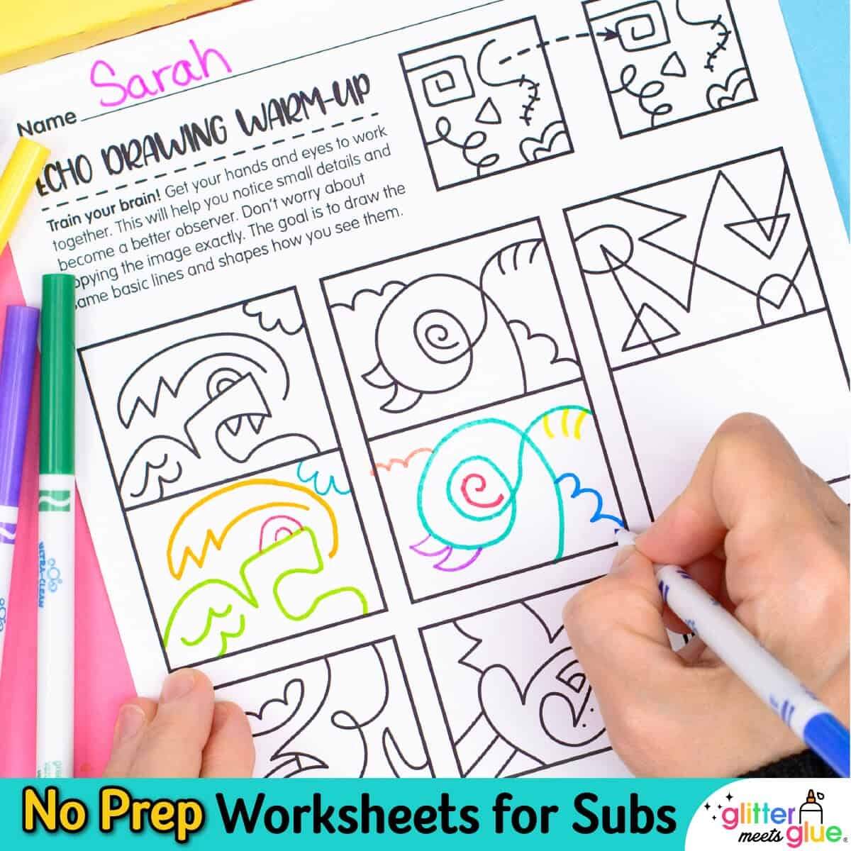 Echo Drawing Worksheets Elementary Middle Warm Up Activities Echo Drawing Worksheets Elementary Middle Warm Up Activities