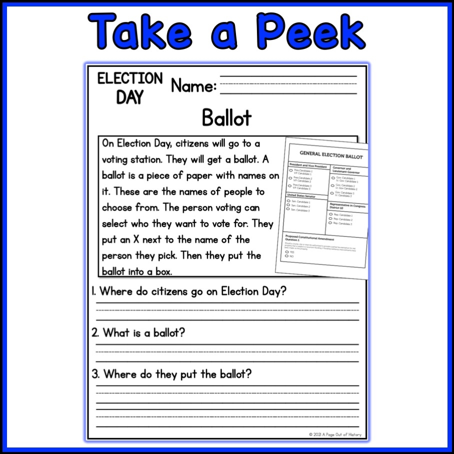 Election Day Holidays Reading Comprehension Passages K 2 Made By Teachers Election Day Holidays Reading Comprehension Passages K 2 Made By Teachers