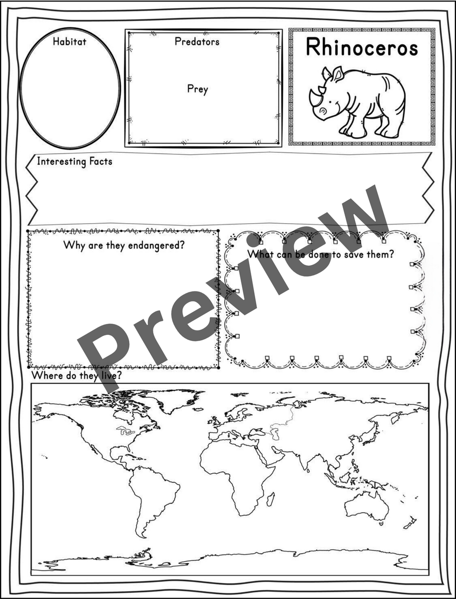 Endangered Animal Research Project Animals Worksheet Habitats And Adaptations Made By Teachers