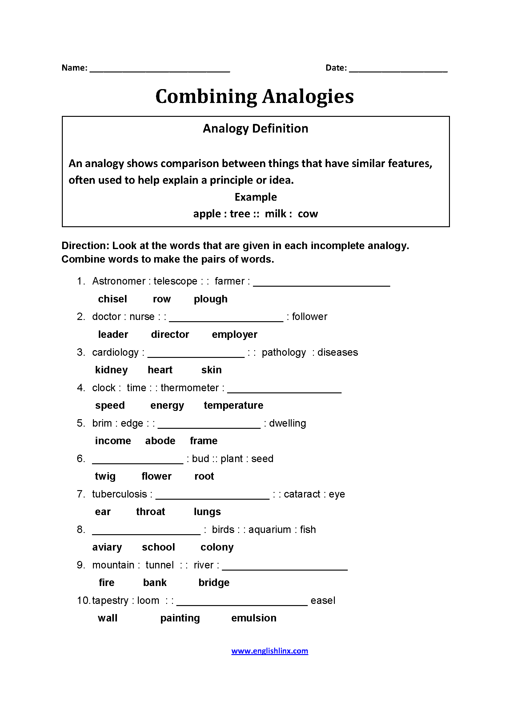 Englishlinx Analogy Worksheets Englishlinx Analogy Worksheets