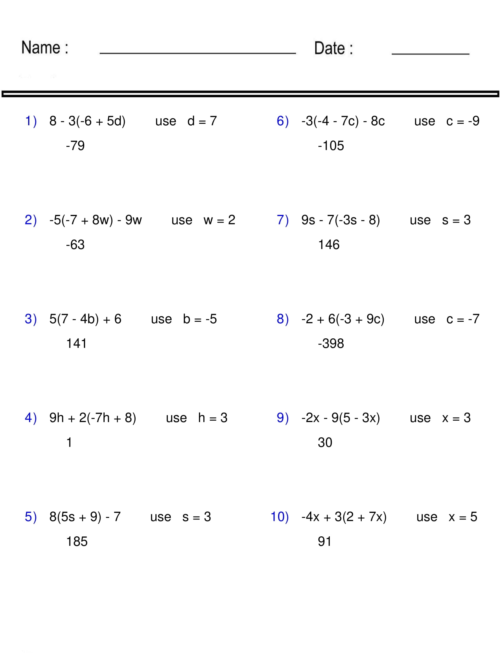 Algebra Worksheets K12 Math Worksheets