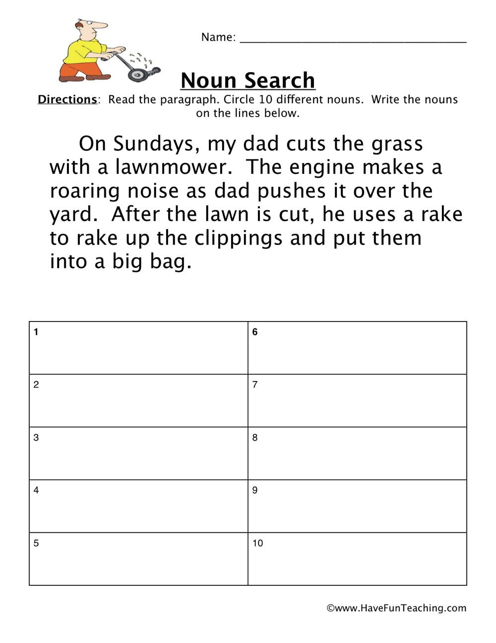 Finding Nouns Worksheet Have Fun Teaching Finding Nouns Worksheet Have Fun Teaching