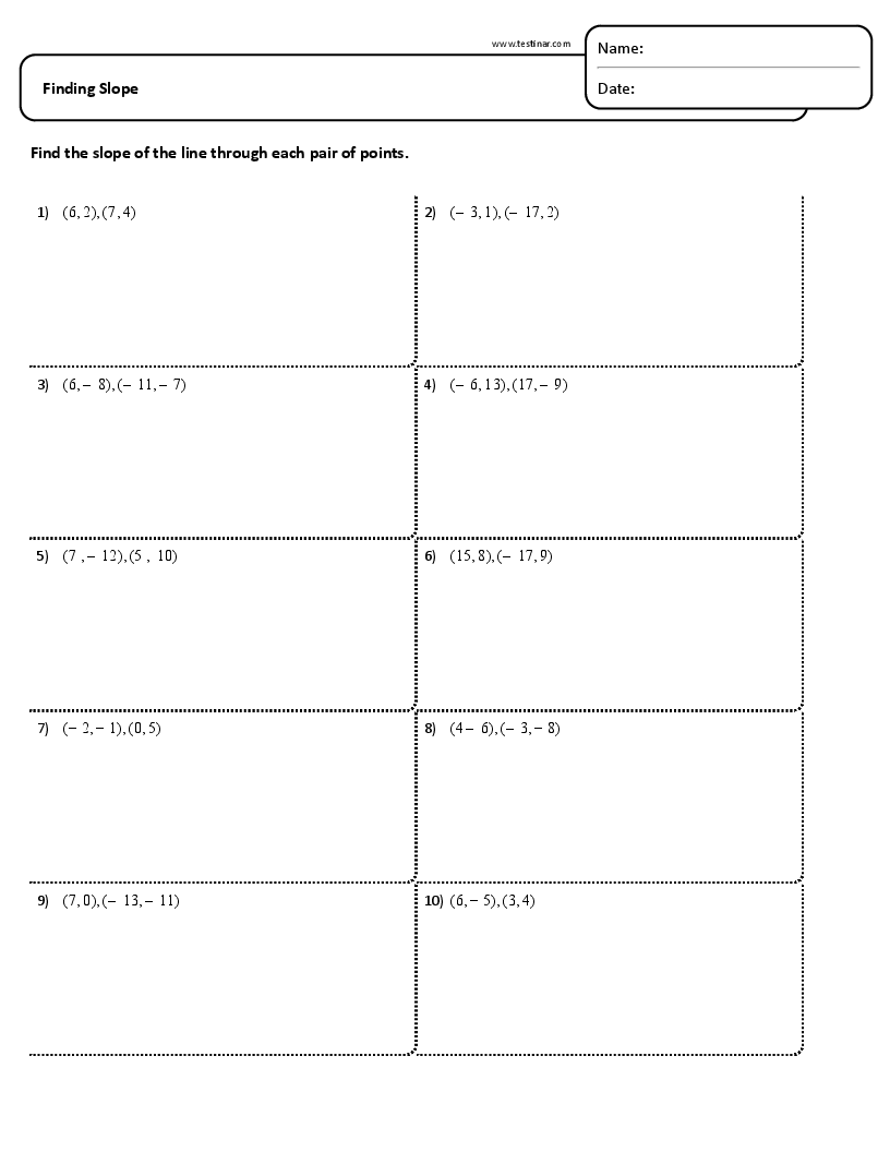 Finding Slope Worksheets HSS ID C 7 Worksheets Printable High School Math Worksheets Cazoom Math