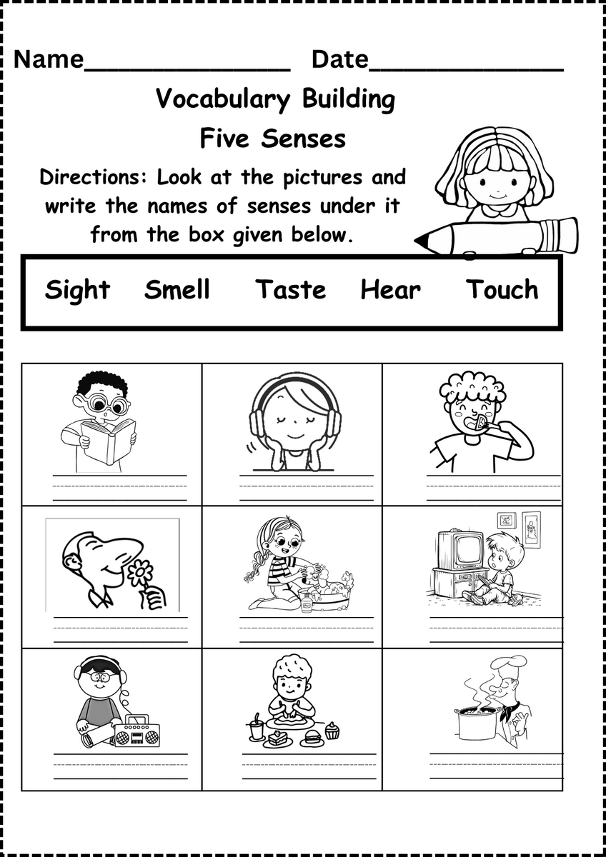 Free Printable Cut And Paste Five Senses Worksheet