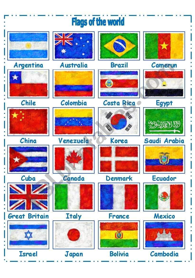 Flags Of The World ESL Worksheet By LA LUNA Flags Of The World ESL Worksheet By LA LUNA