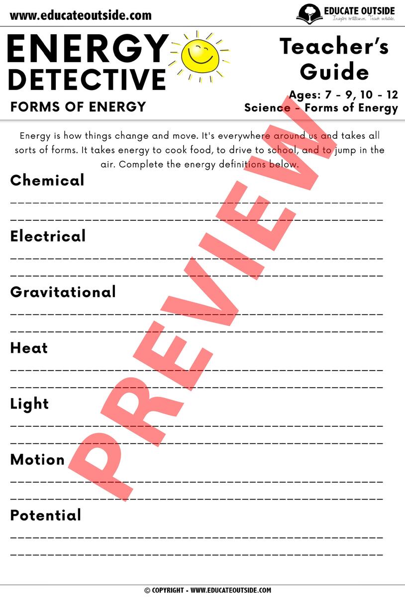 Forms Of Energy Lesson Energy Detectives Educate Outside Outdoor Lesson Ideas For Teachers Types Of Energy Online Worksheet For Grade 8 Worksheets Library
