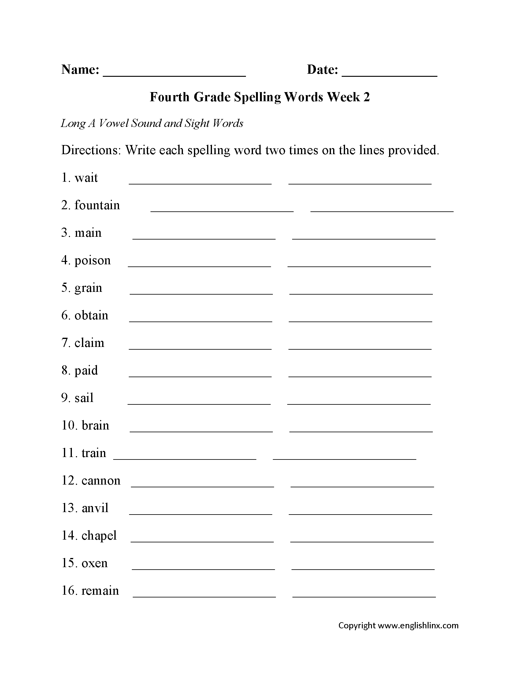 Fourth Grade Spelling Worksheets Free Printable Word Lists Practice 17 Sixth Grade Spelling Words Worksheets Free PDF At Worksheeto