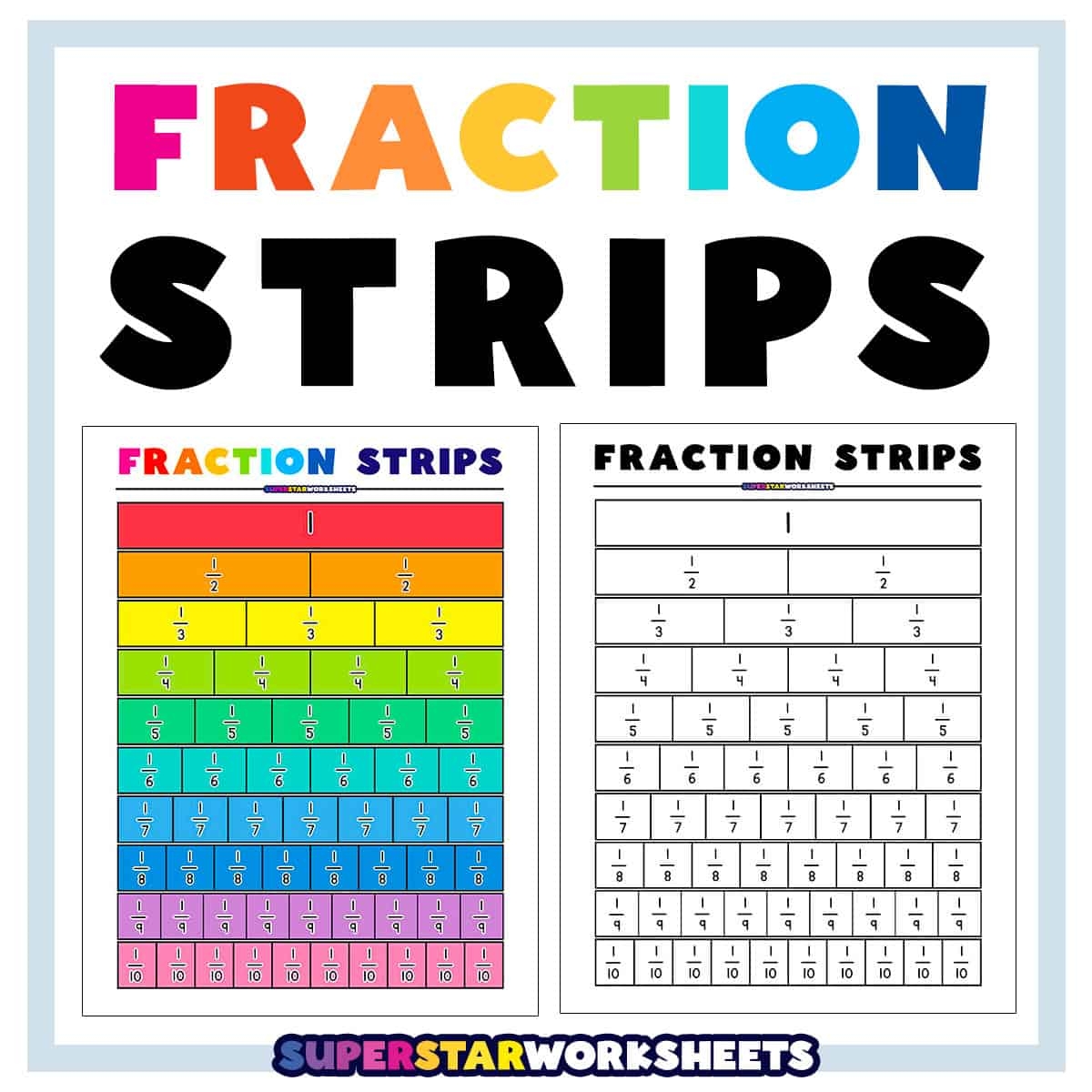 Printable Fraction Strips