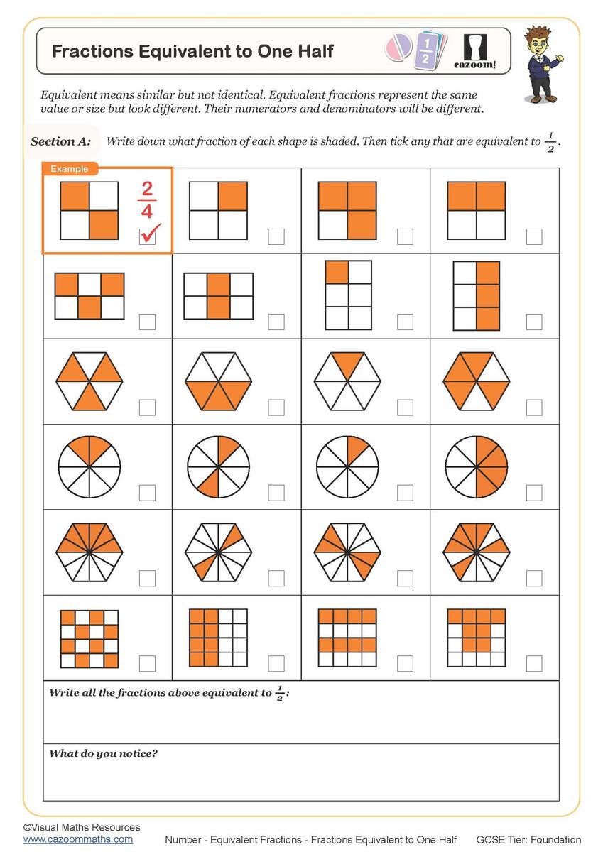 Fractions Equivalent To One Half Worksheet Printable PDF Worksheets Fractions Equivalent To One Half Worksheet Printable PDF Worksheets