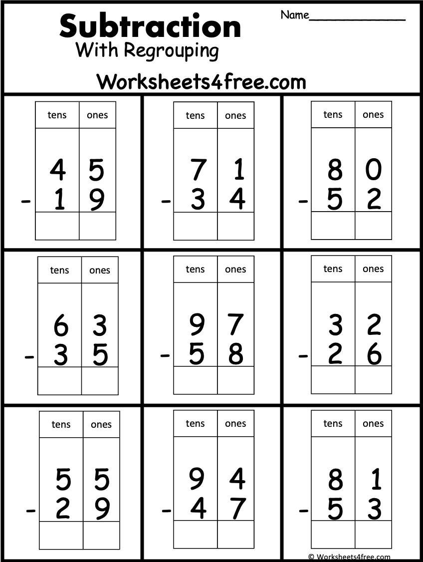 Free 2 Digit Addition And Subtraction Regrouping