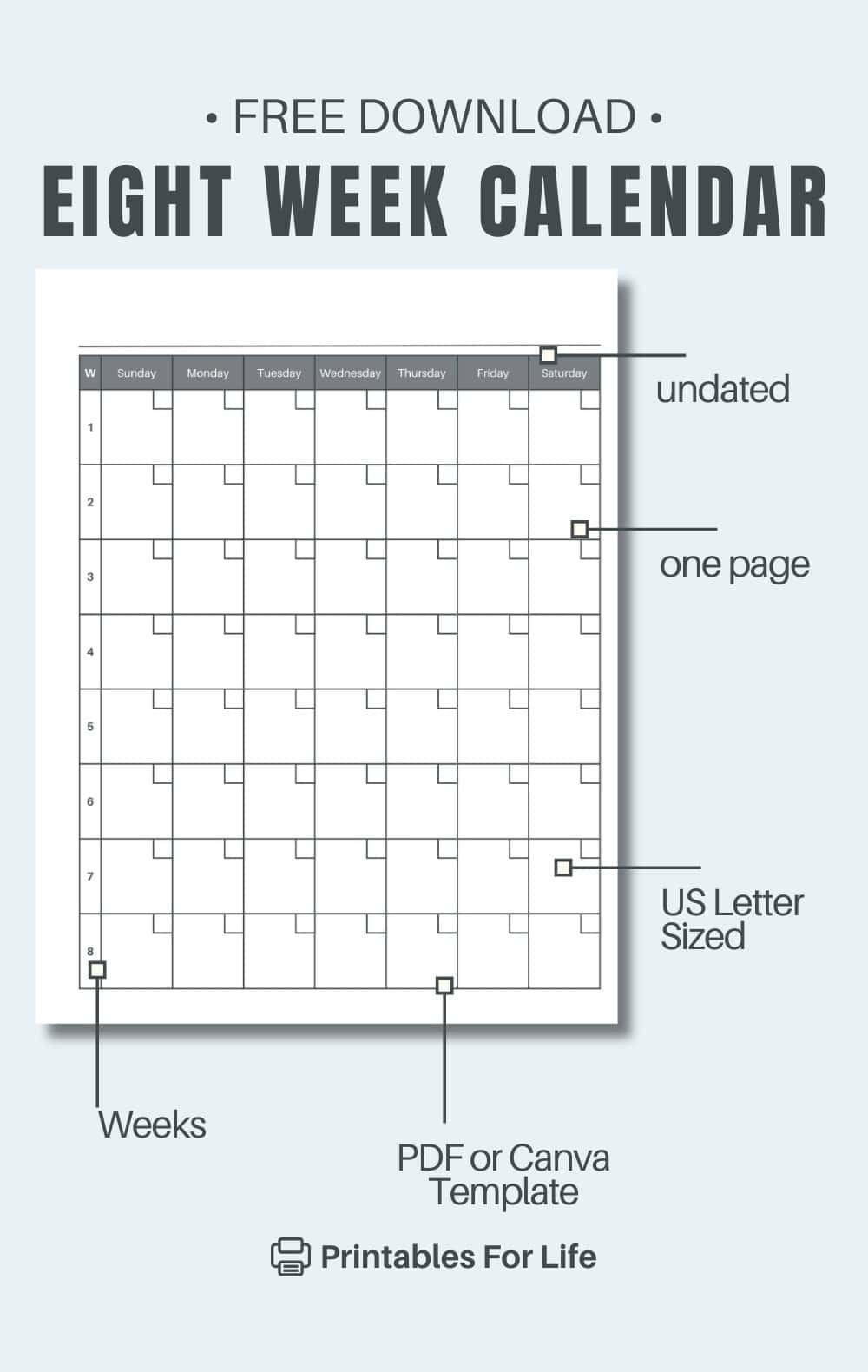 Free 8 Week Calendar Printable Free 8 Week Calendar Printable