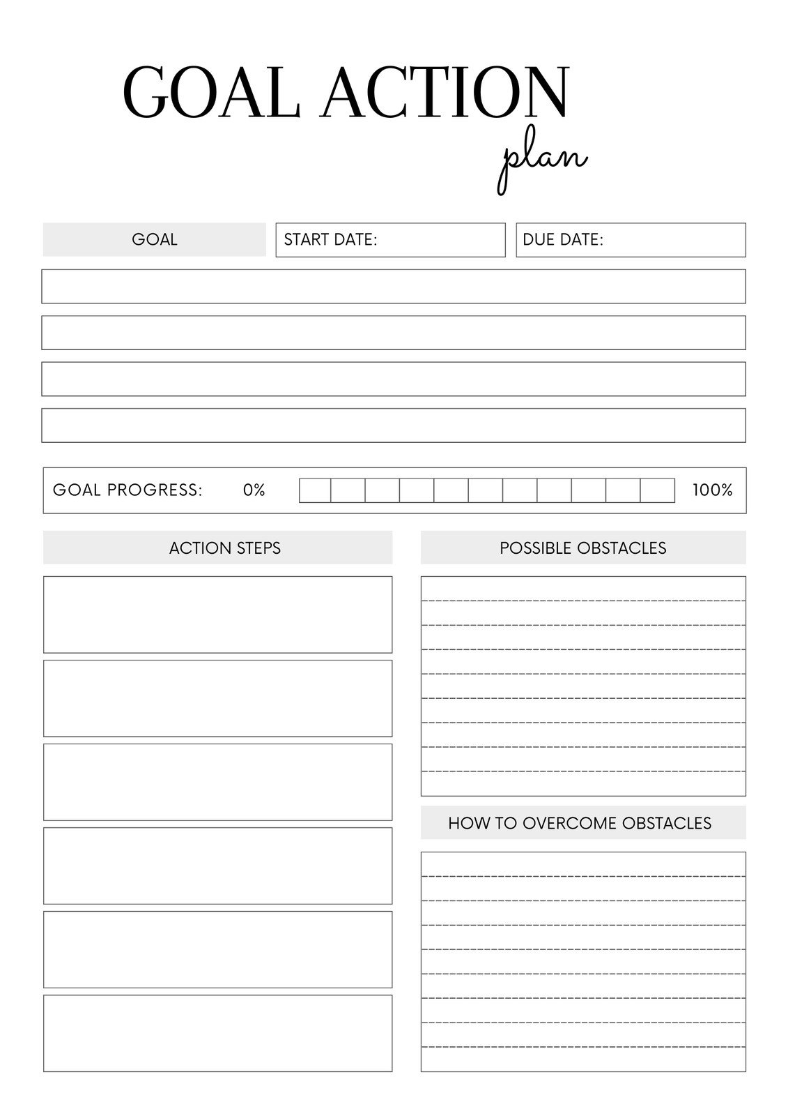Download Printable Simple Goal Setting Worksheet Original Style PDF