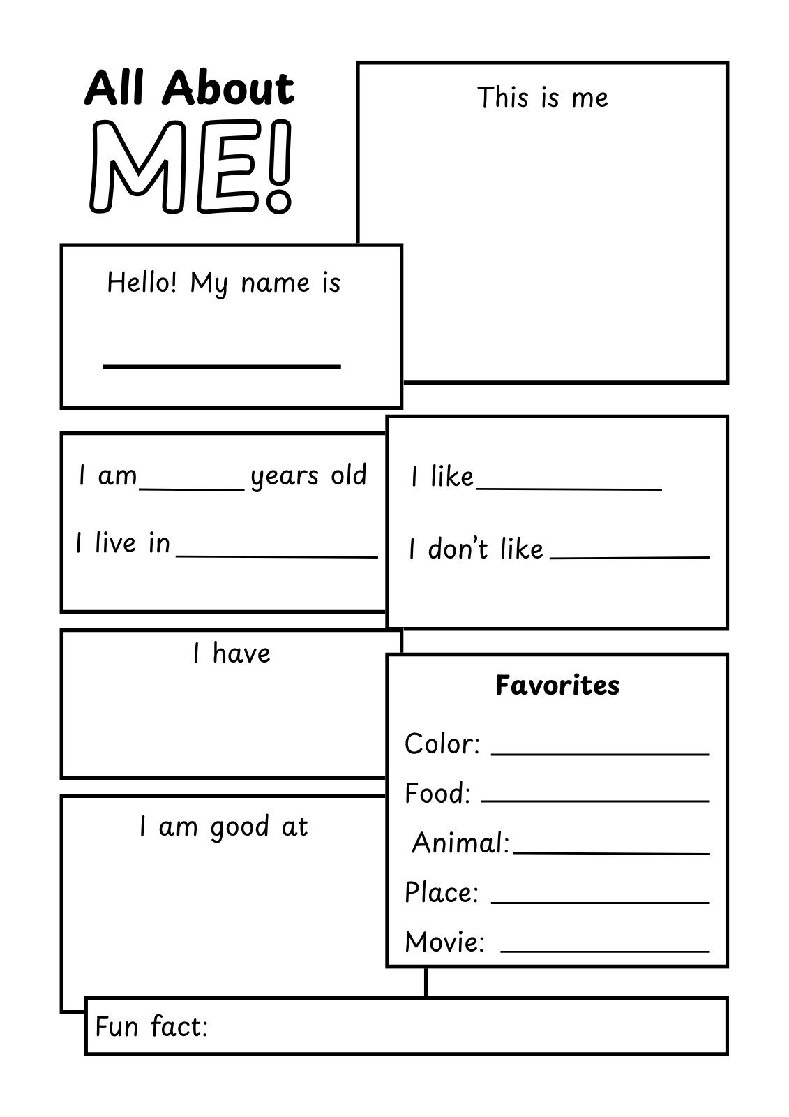 Free And Printable All About Me Worksheet Templates Canva Free And Printable All About Me Worksheet Templates Canva