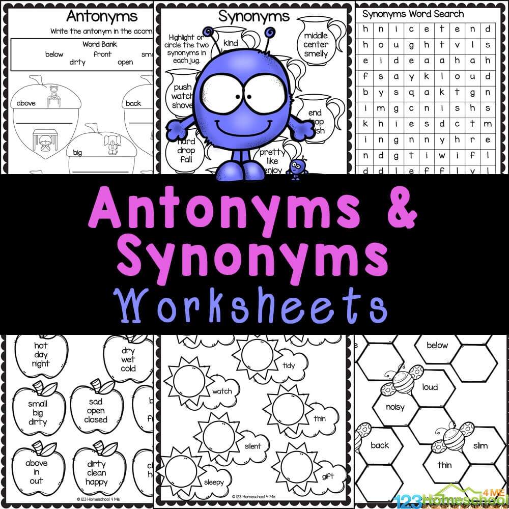 FREE Antonyms And Synonyms Worksheets Antonyms Worksheets Free Printable Opposite Word Activities