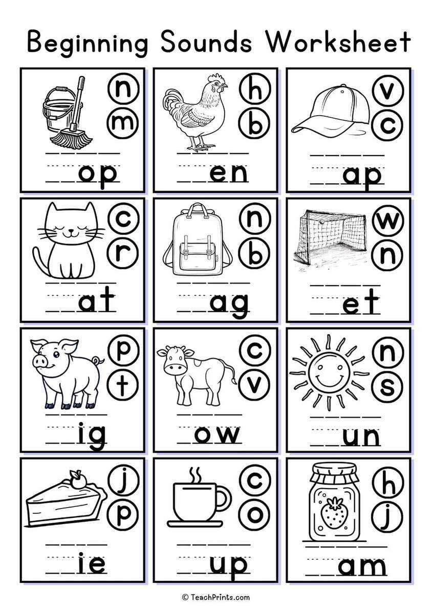 Free Beginning Sounds Worksheets Teach Prints Fall Beginning Sounds Worksheet Free Printable Digital PDF