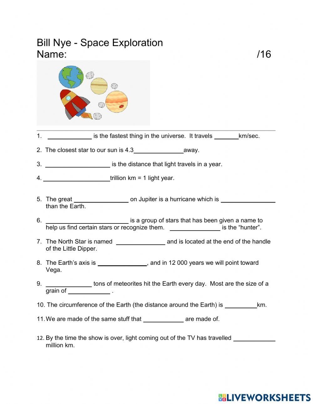 Free Bill Nye Space Exploration Worksheet Download Free Bill Nye Space Exploration Worksheet Png Images Free Worksheets On Clipart Library