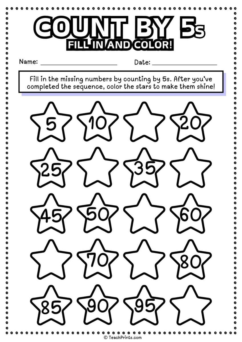 Skip Counting By 5 Kindergarten Skip Counting By 5 Worksheets Made By Teachers